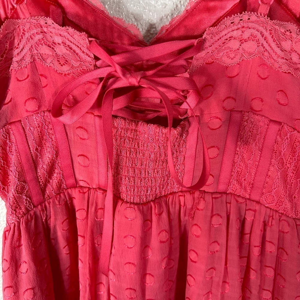 Bebe Mini Chiffon Back Lace Up Pink Dress Size XS - Picture 5 of 7